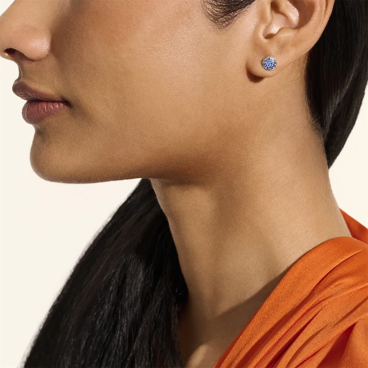 John Hardy Silver 7mm Pave Stud Earrings with Blue Sapphire
