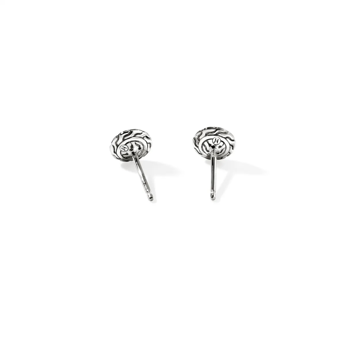John Hardy Silver 7mm Pave Stud Earrings with Blue Sapphire
