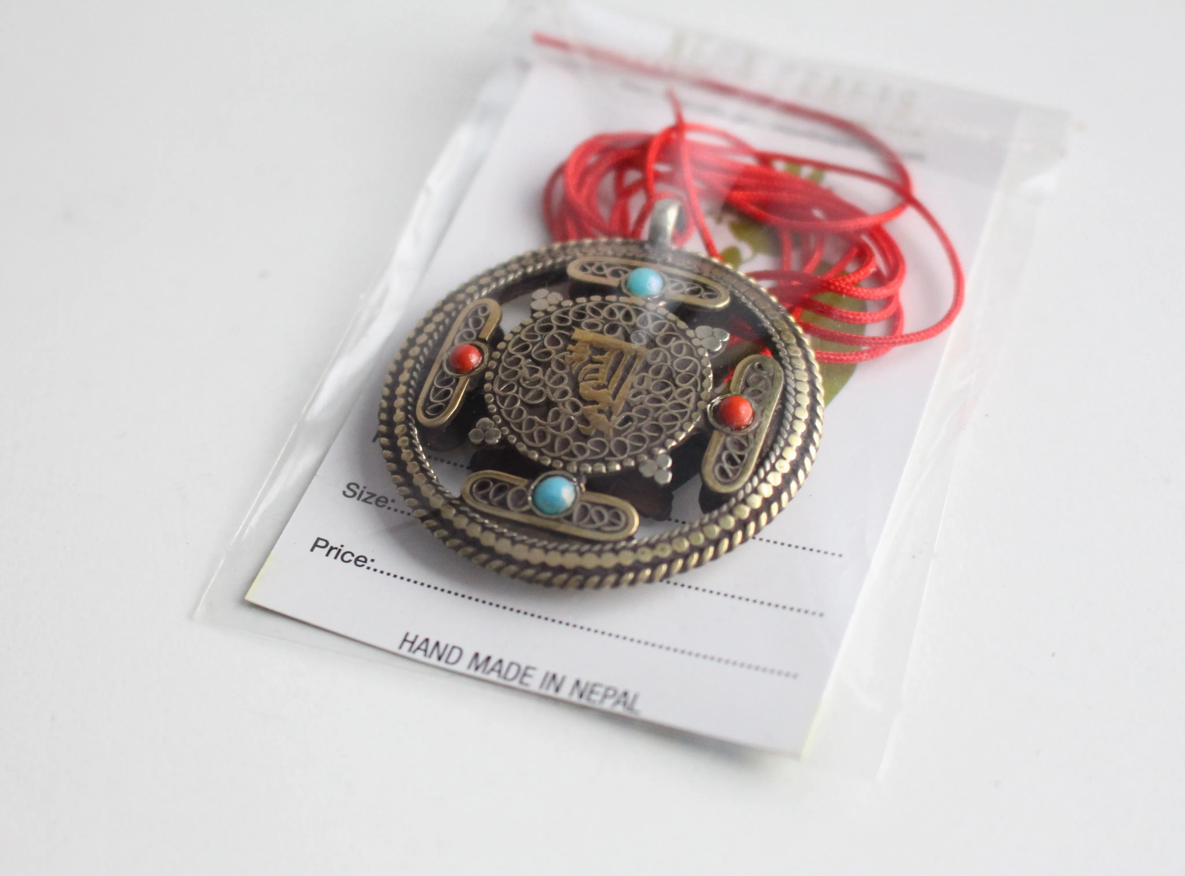 Kalachakra White Metal Tibetan Mandala Pendant