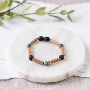 Kids | African Turquoise   Raw Cherry Amber Hazelwood Bracelet