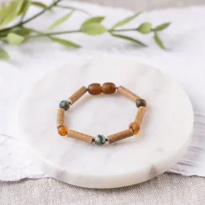 Kids | African Turquoise   Raw Cognac Amber Hazelwood Bracelet