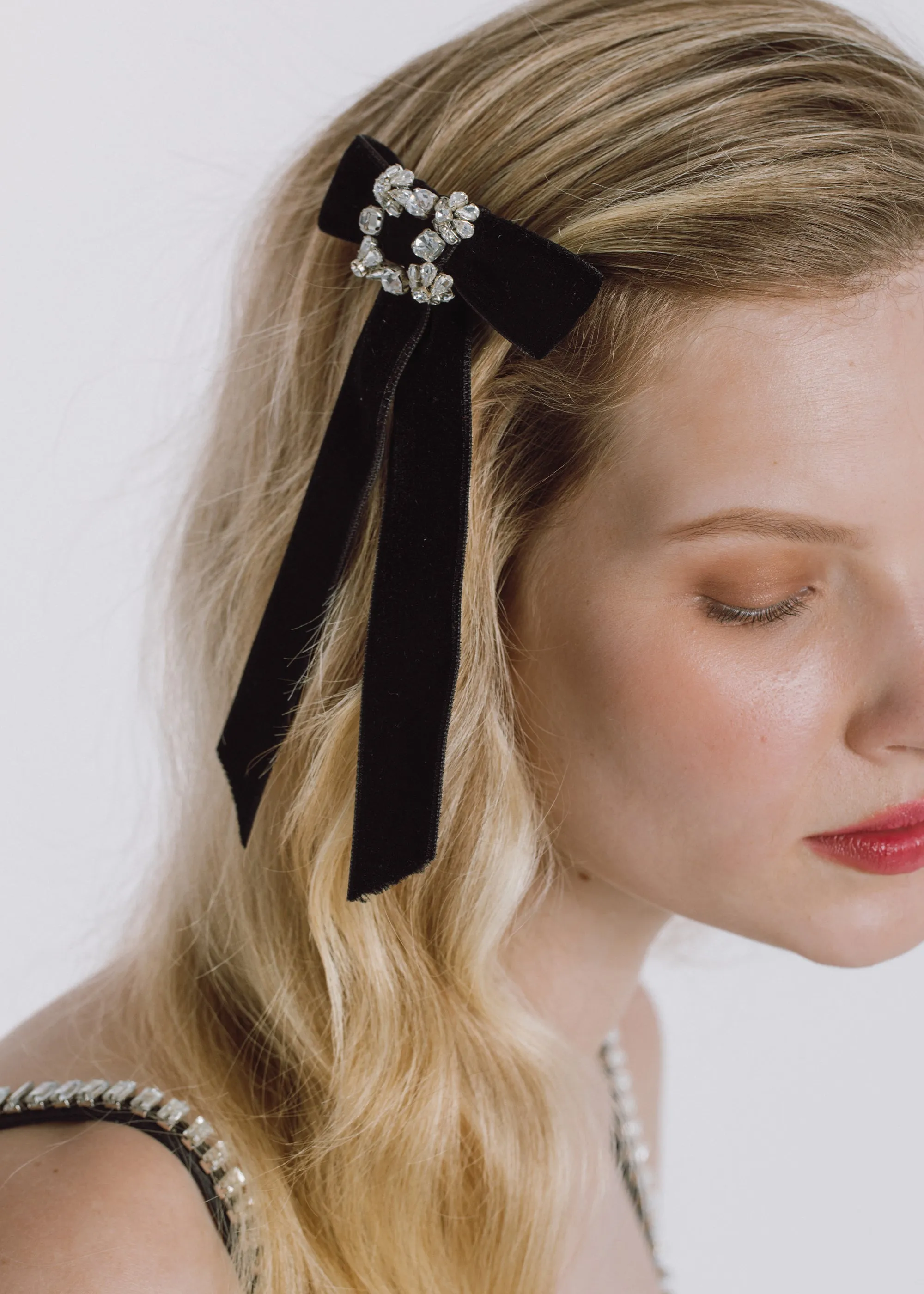 Kinley Bow Barrette -- Black