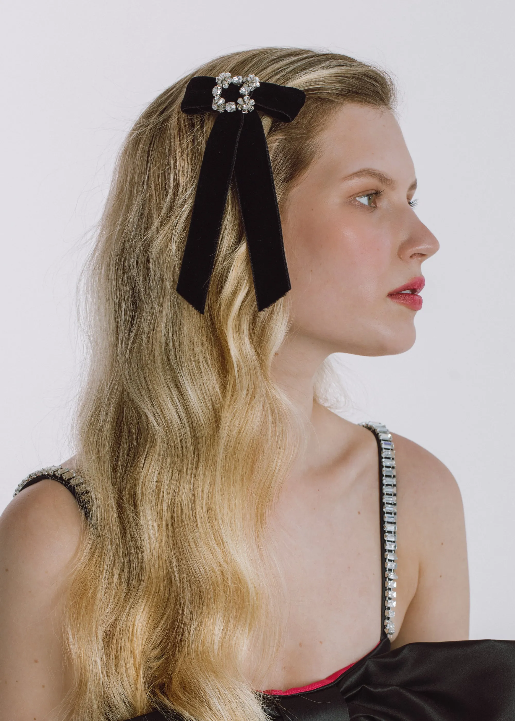 Kinley Bow Barrette -- Black