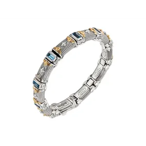Konstantino Delos 2.0 Silver and 18K Gold Swiss Blue Topaz Bracelet