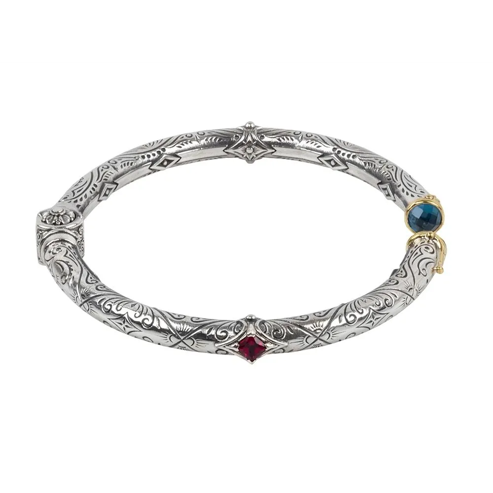 Konstantino Delos Silver and 18K Gold London Blue Topaz Cuff Bracelet