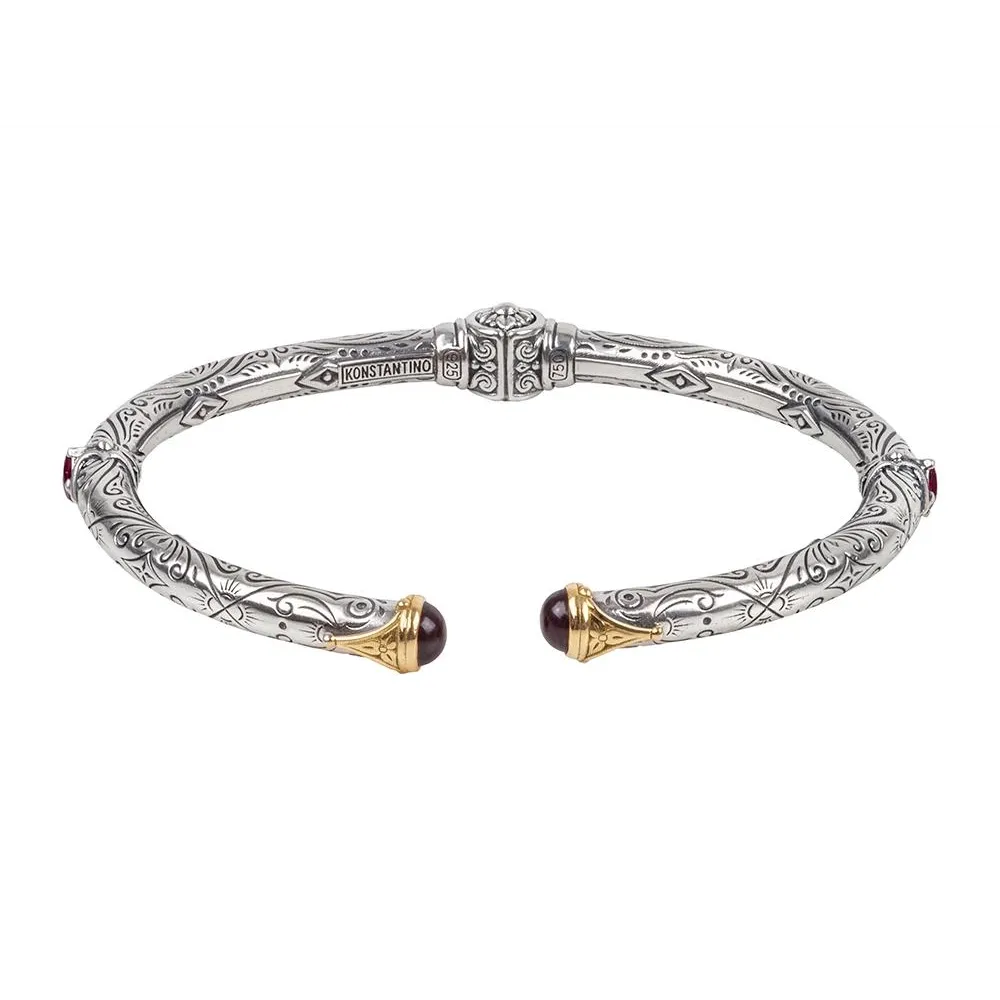 Konstantino Delos Silver and 18K Gold London Blue Topaz Cuff Bracelet