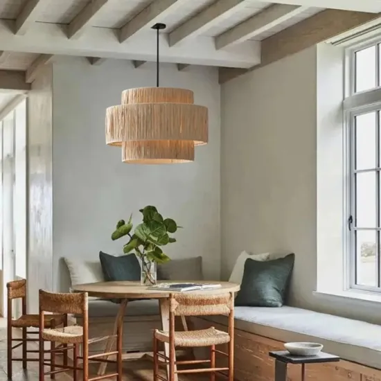 Kristoda Triple Layered Rope Drum Pendant Lamp