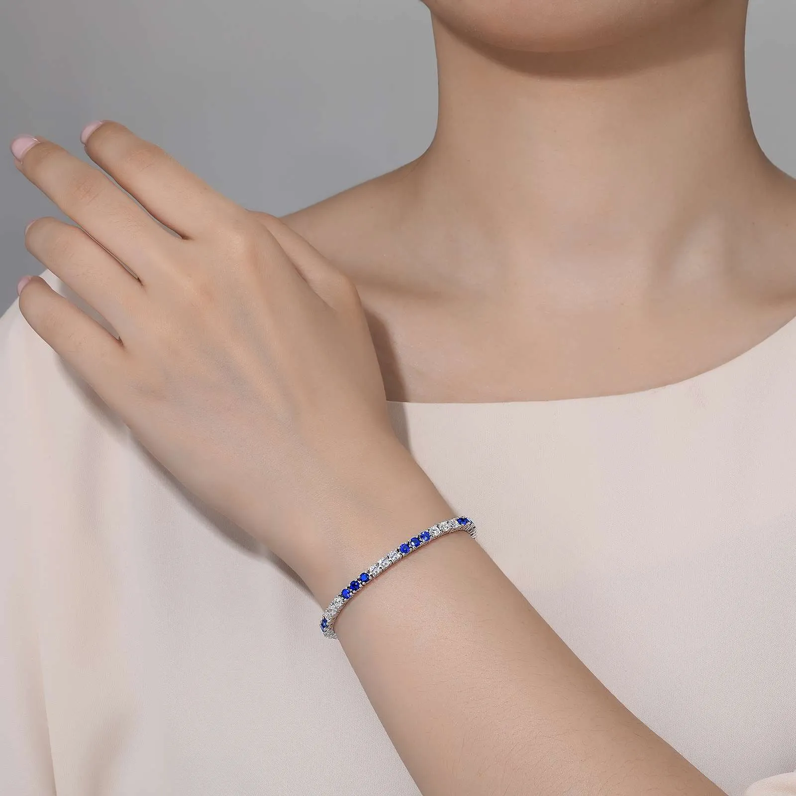 Lafonn Simulated Diamond & Lab-Grown Blue Sapphire Tennis Bracelet