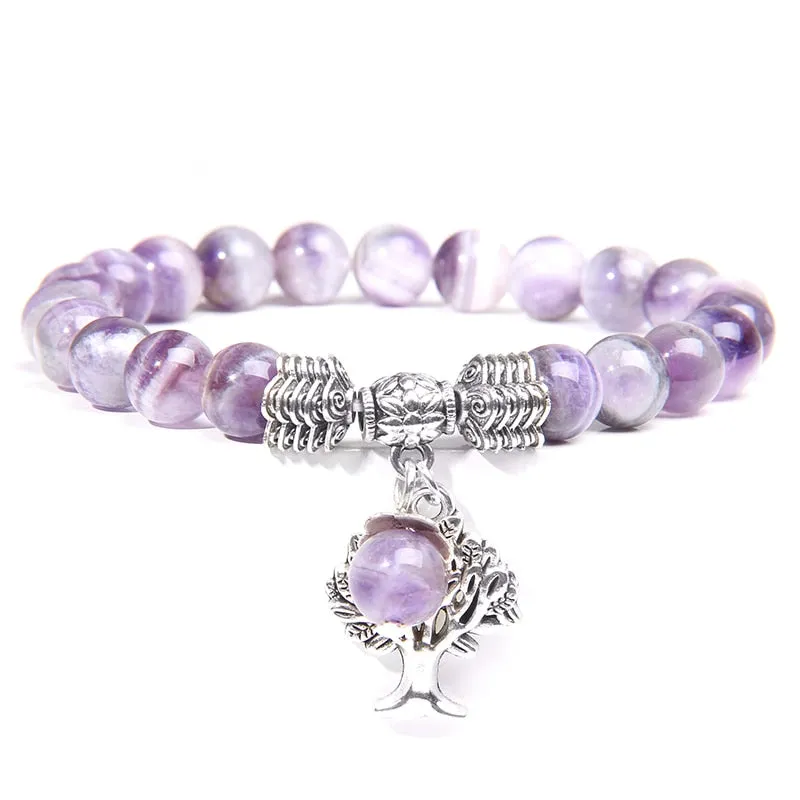 Lapis Lazuli Beads Life Tree Charm Bracelet