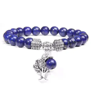 Lapis Lazuli Beads Life Tree Charm Bracelet