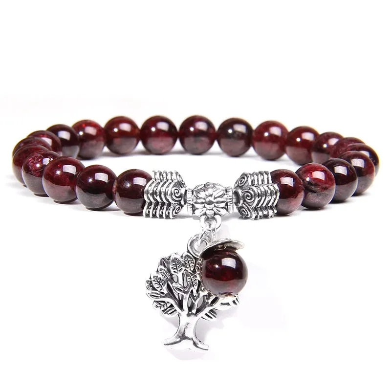 Lapis Lazuli Beads Life Tree Charm Bracelet