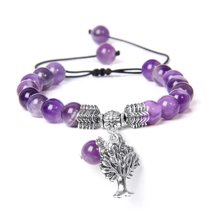 Lapis Lazuli Beads Life Tree Charm Bracelet