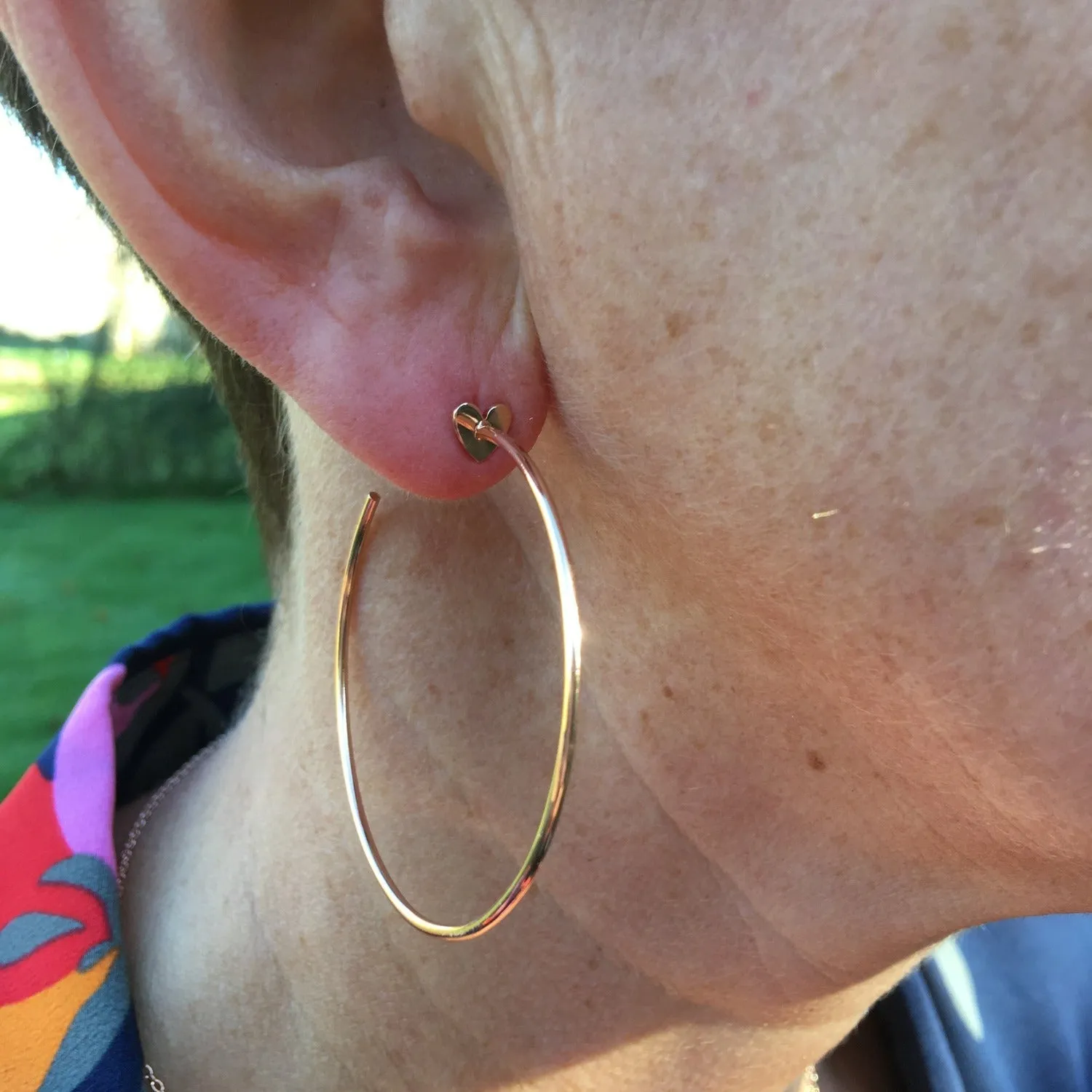 Large Hoop and Heart Earrings in Sterling Silver
