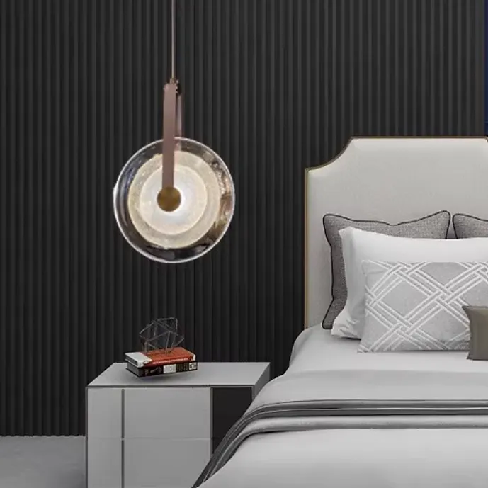 LED Clock Design Leather Pendant Light