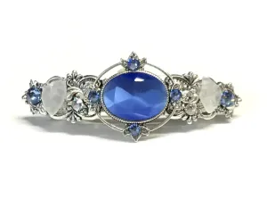 Light Sapphire Cats Eye Hair Barrette with Beach Glass