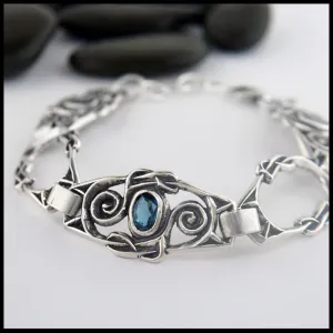 London Blue Topaz Spiral Gemstone Link Bracelet