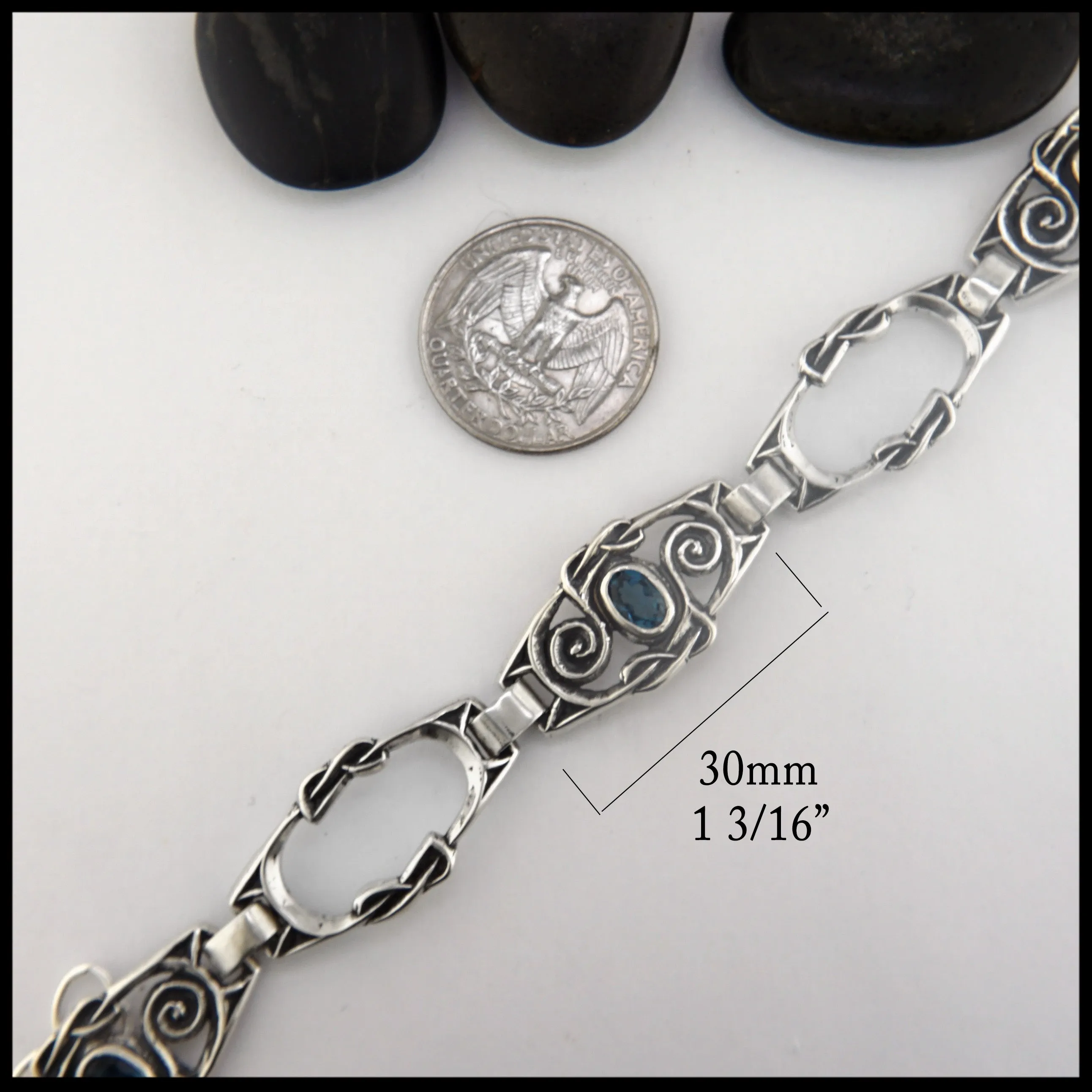 London Blue Topaz Spiral Gemstone Link Bracelet