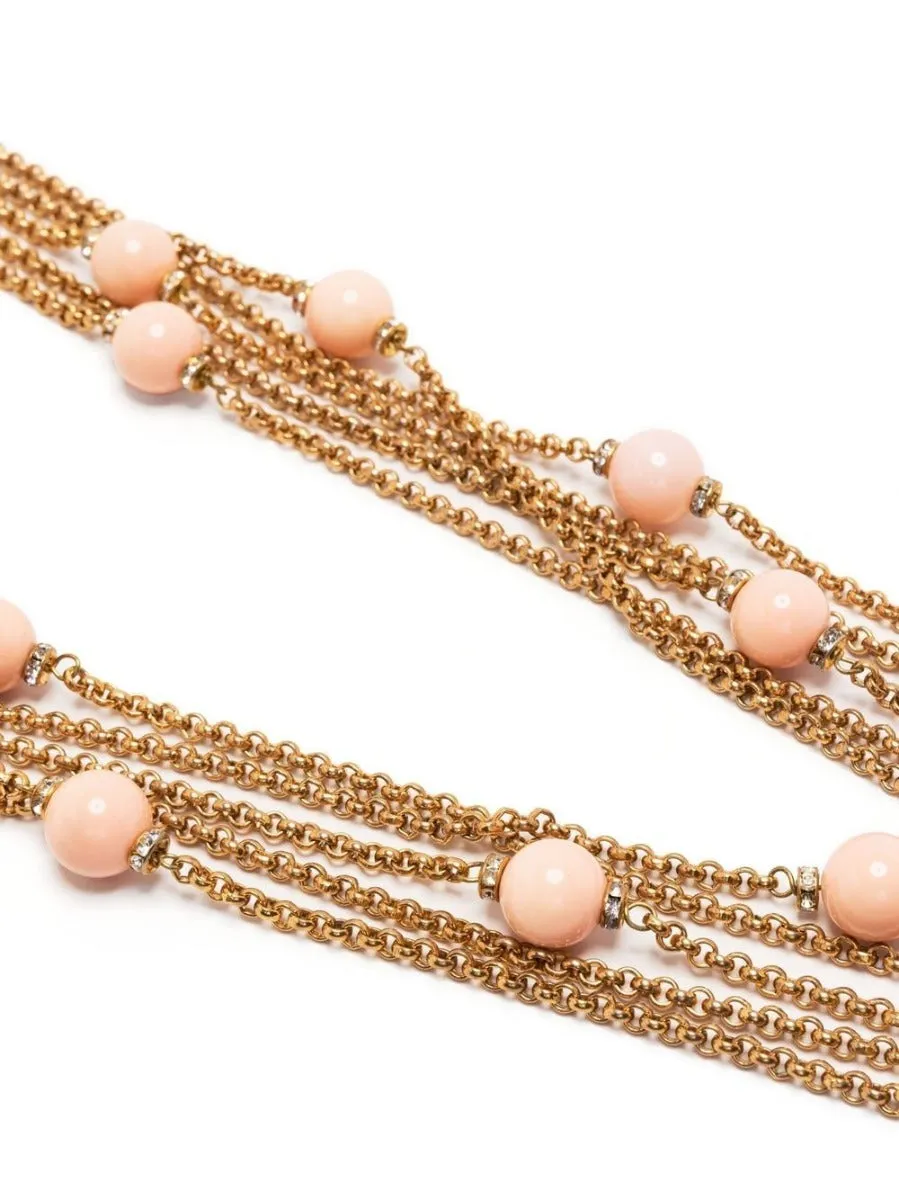 Long Chain Bead and Rhinestone Necklace