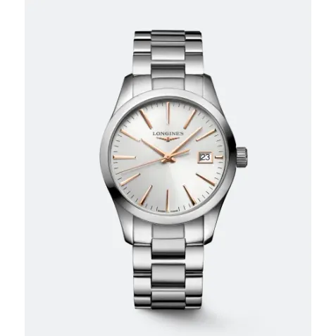 Longines Classic Conquest Silver Dial 34mm Quartz
