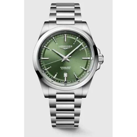 Longines Conquest Green Dial Steel Bracelet 41mm