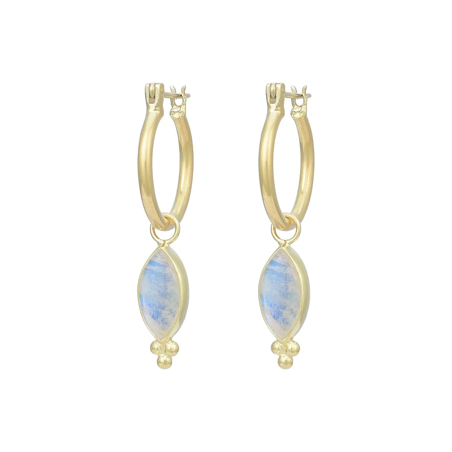 Lover 14K Gold Rainbow Moonstone Earrings