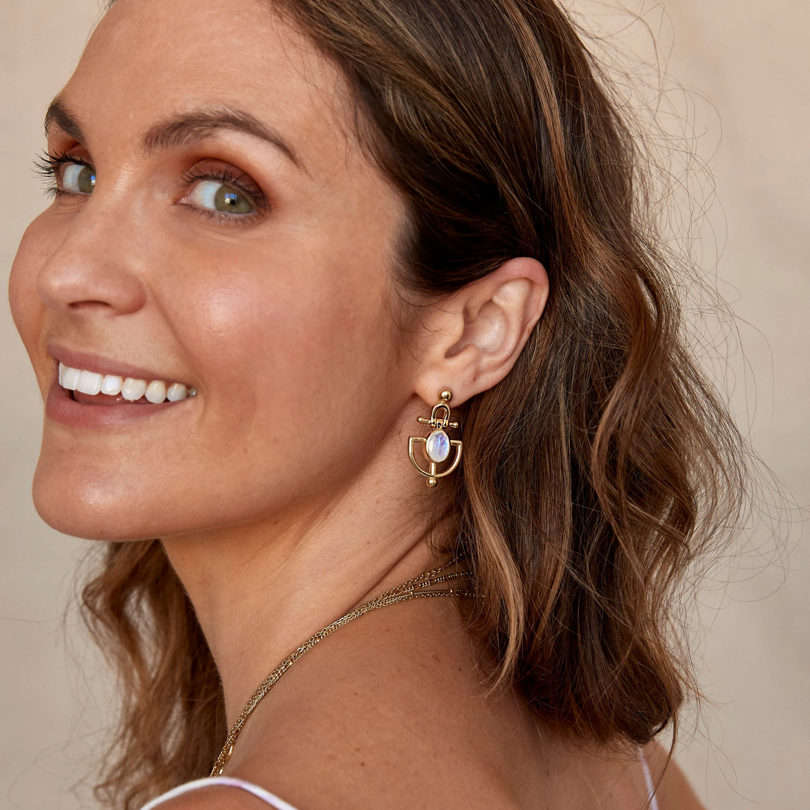Lyra Moonstone Gold Earrings