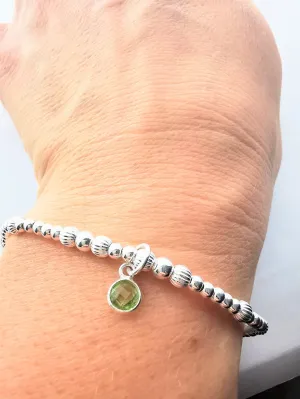 MAGGIE Sterling Silver Bead Bracelet with Peridot
