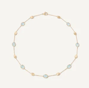 Marco Bicego 18k Yellow Gold "Siviglia" Aquamarine Station Necklace