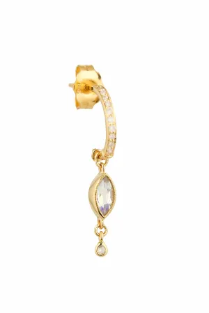 Marquise Moonstone & Diamond Hoop Earring - SOLD AS A SINGLE