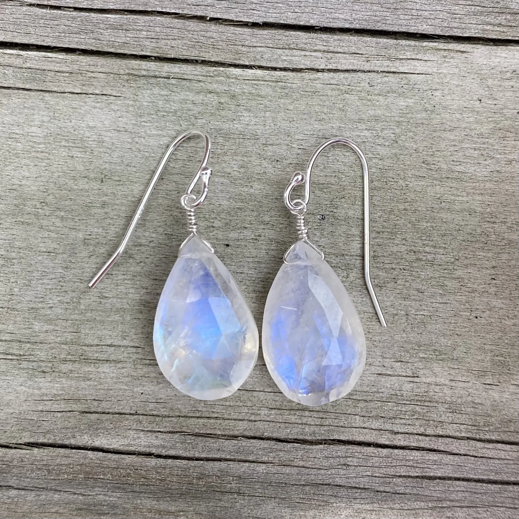 Medium Pear Shaped Moonstone Earrings