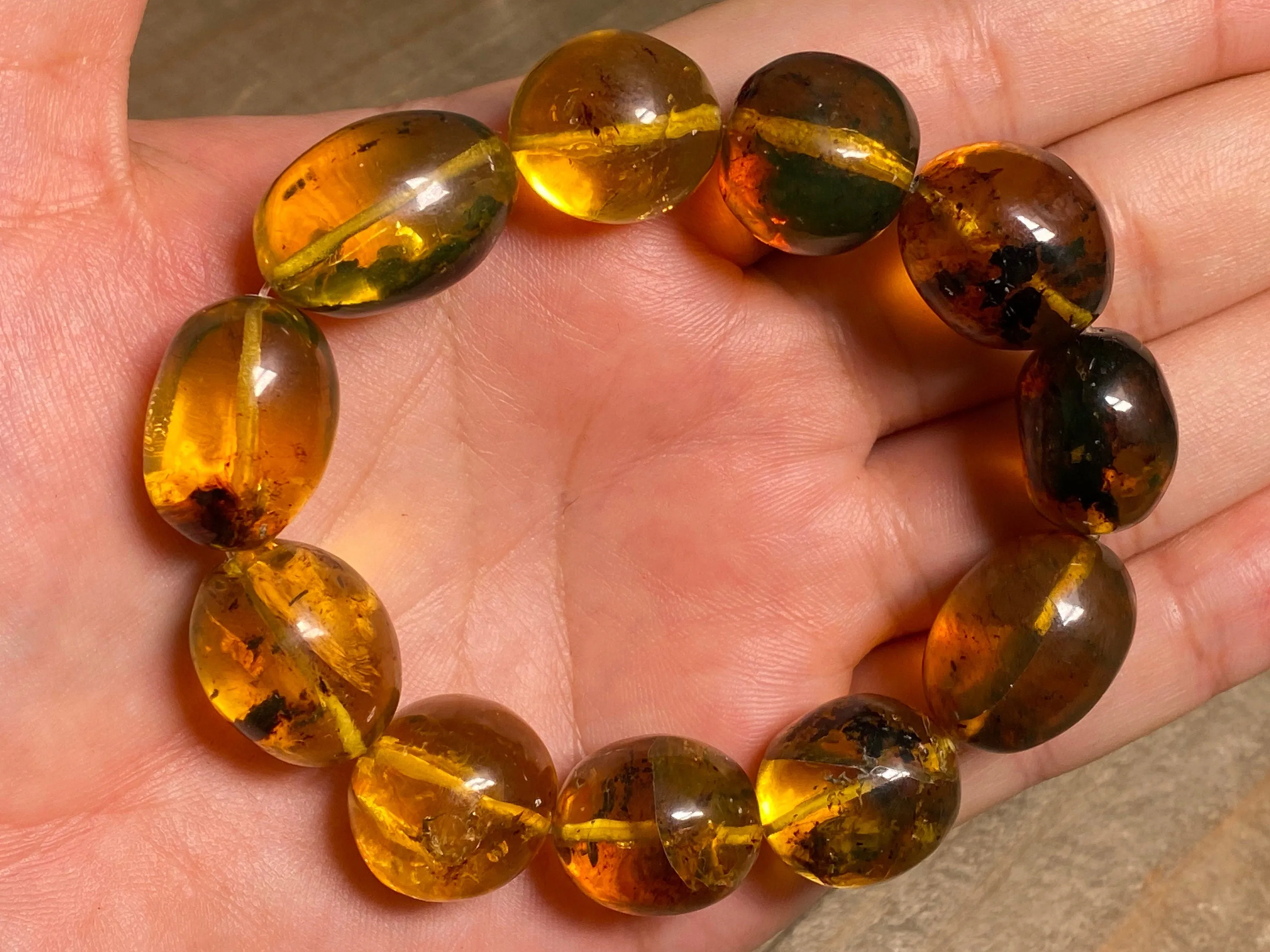 Mexican AMBER Crystal Bracelet - Beaded Bracelet, Handmade Jewelry, Healing Crystals and Stones, 48271