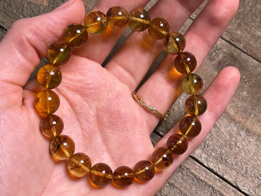 Mexican AMBER Crystal Bracelet - Beaded Bracelet, Handmade Jewelry, Healing Crystals and Stones, 48437