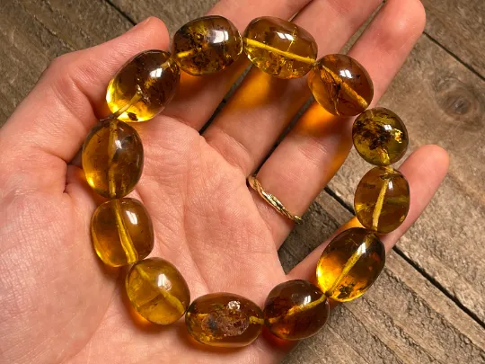 Mexican AMBER Crystal Bracelet - Beaded Bracelet, Handmade Jewelry, Healing Crystals and Stones, 48443