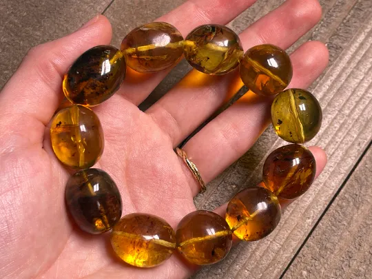 Mexican AMBER Crystal Bracelet - Beaded Bracelet, Handmade Jewelry, Healing Crystals and Stones, 48457