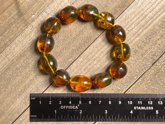 Mexican AMBER Crystal Bracelet - Beaded Bracelet, Handmade Jewelry, Healing Crystals and Stones, 48461
