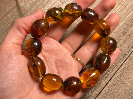 Mexican AMBER Crystal Bracelet - Beaded Bracelet, Handmade Jewelry, Healing Crystals and Stones, 48461