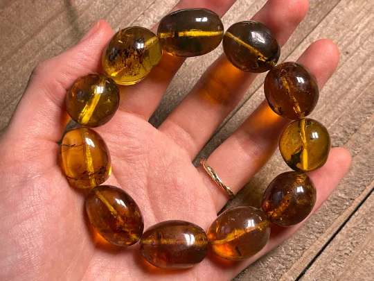 Mexican AMBER Crystal Bracelet - Beaded Bracelet, Handmade Jewelry, Healing Crystals and Stones, 48475