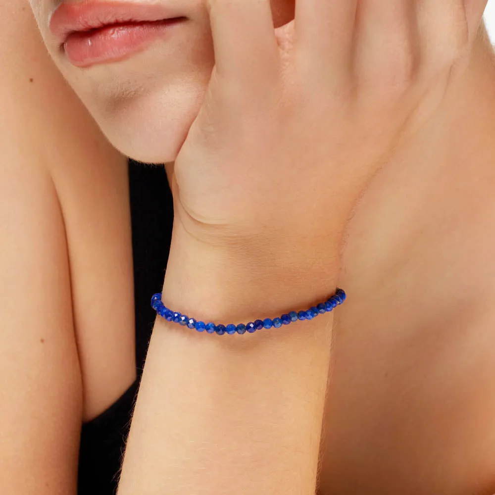Micro Lapis Lazuli Bead Bracelet in Gold