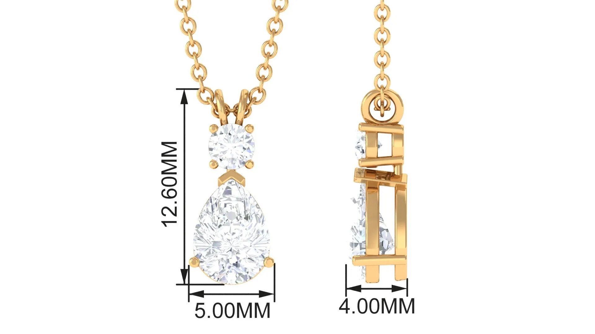 Minimal Moissanite Two Stone Pendant