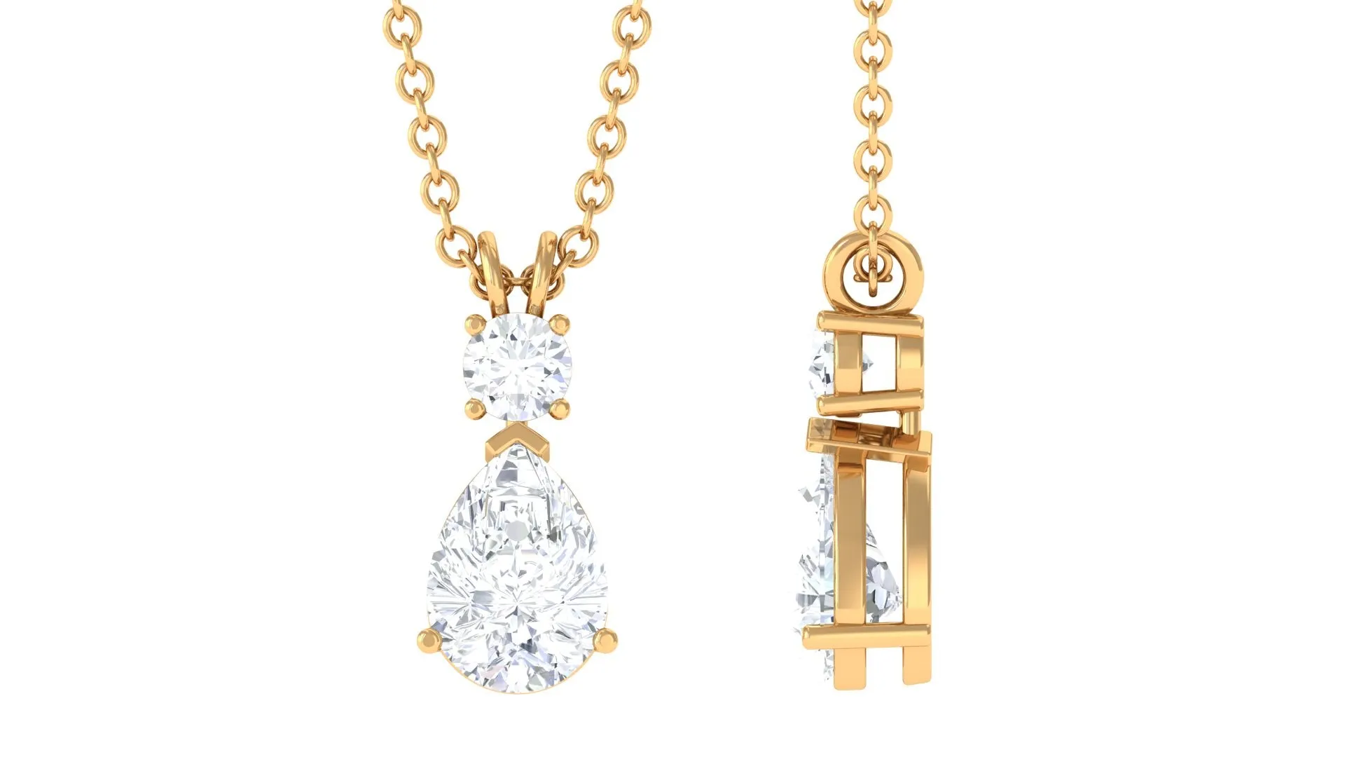 Minimal Moissanite Two Stone Pendant