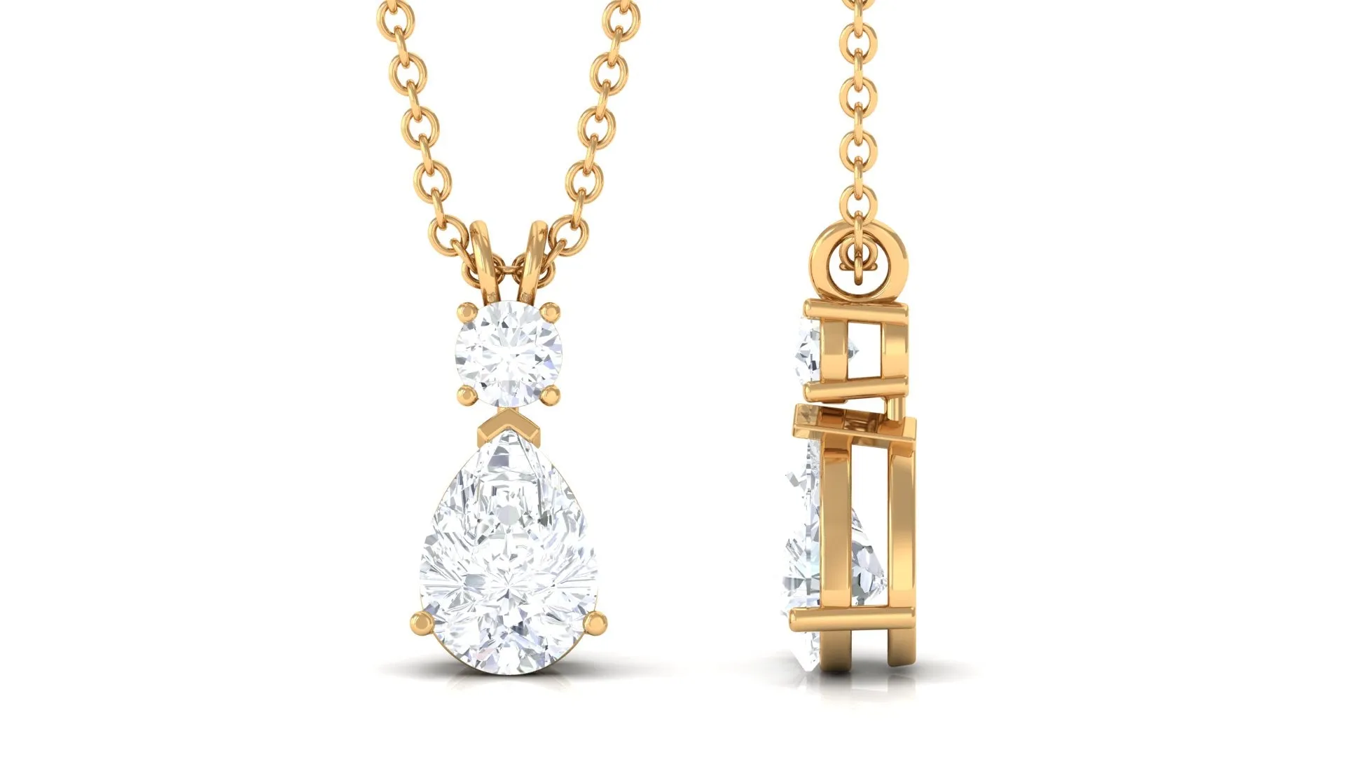 Minimal Moissanite Two Stone Pendant