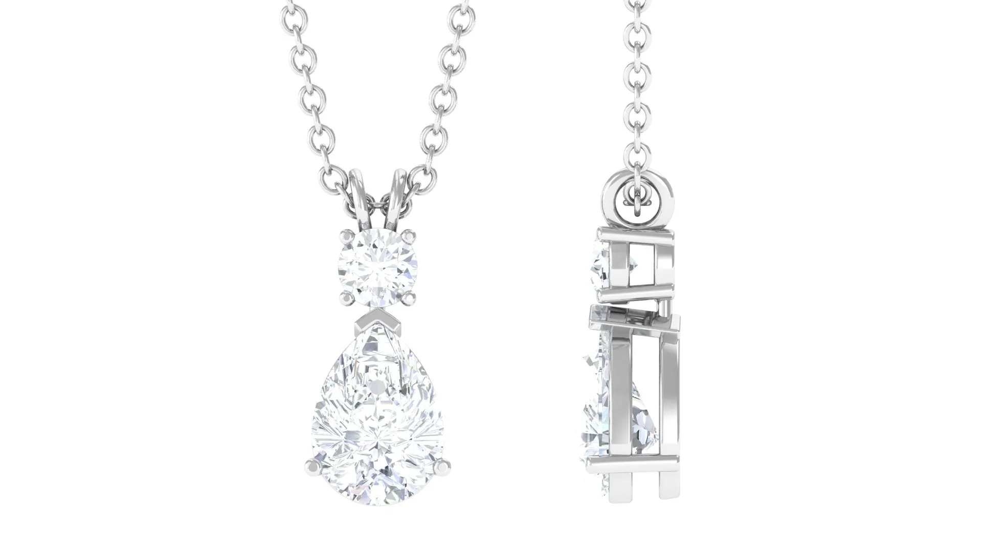 Minimal Moissanite Two Stone Pendant
