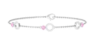 Minimal Pink Sapphire and Diamond Station Chain Bracelet