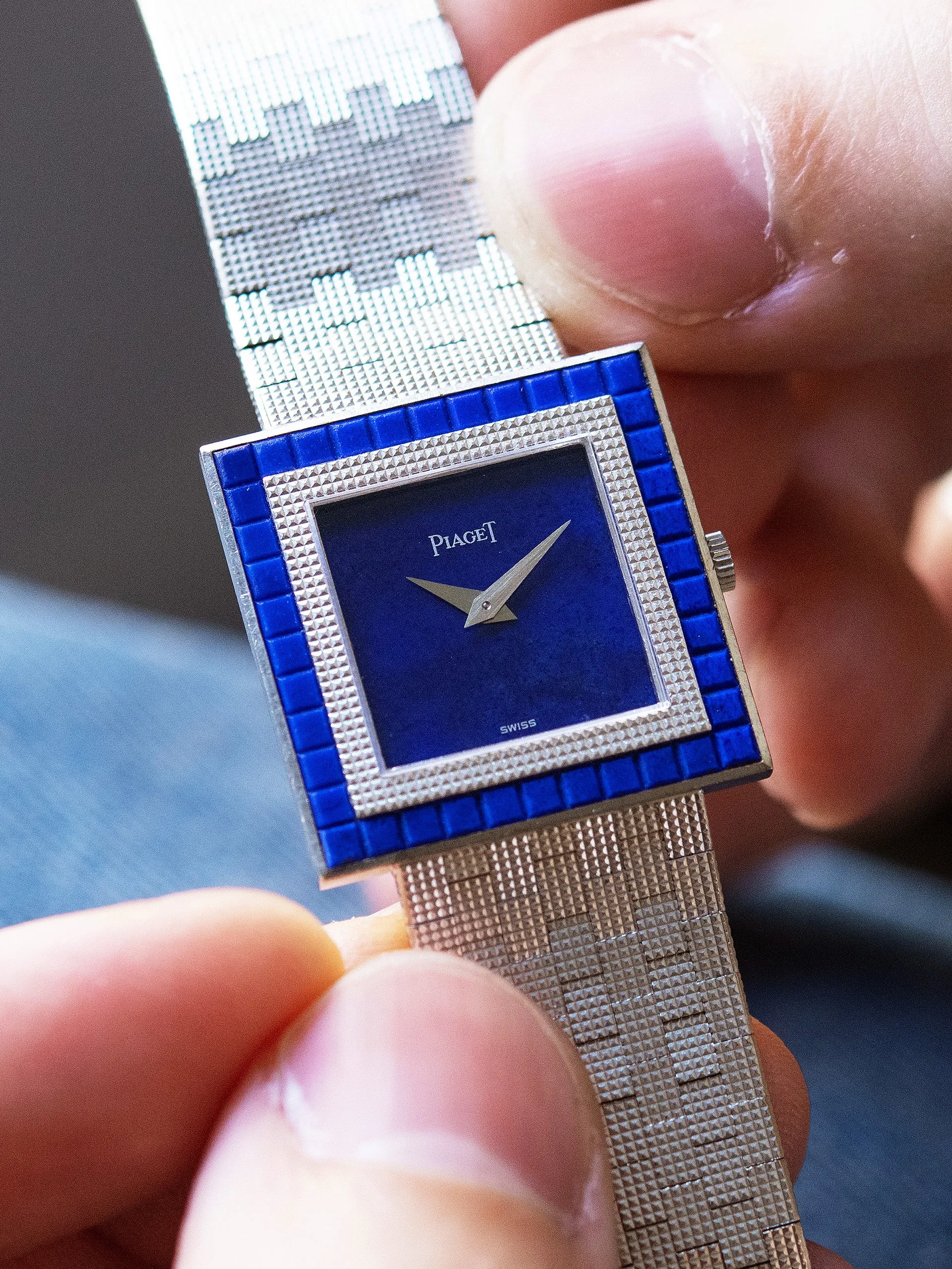 *Mint* 1970s Piaget 18K WG Dress Watch (Ref. 9200 C4) Lapis Lazuli Dial & Bezel