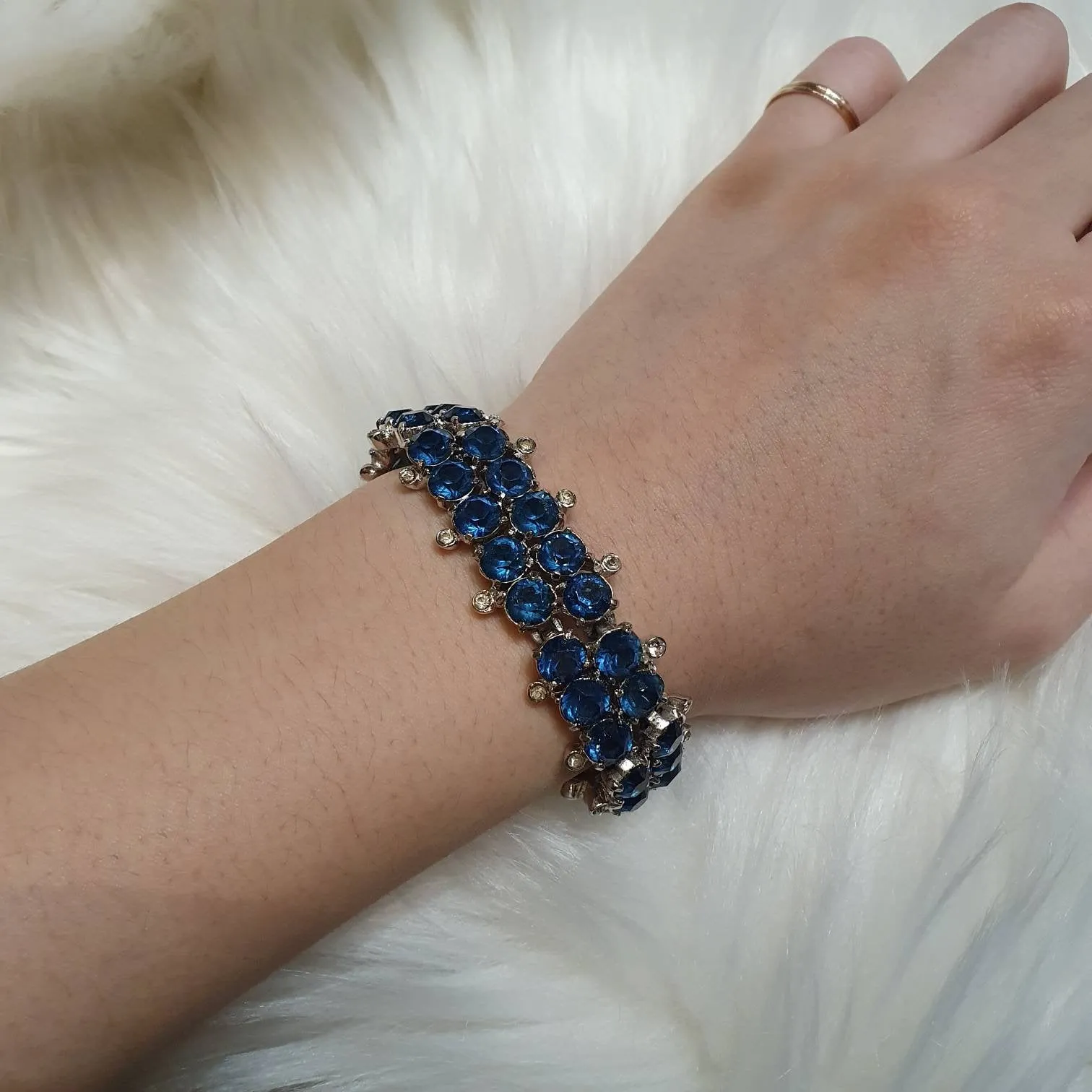 Mitchel Maer for Christian Dior Vintage Bracelet Sapphire Blue Crystal Silver