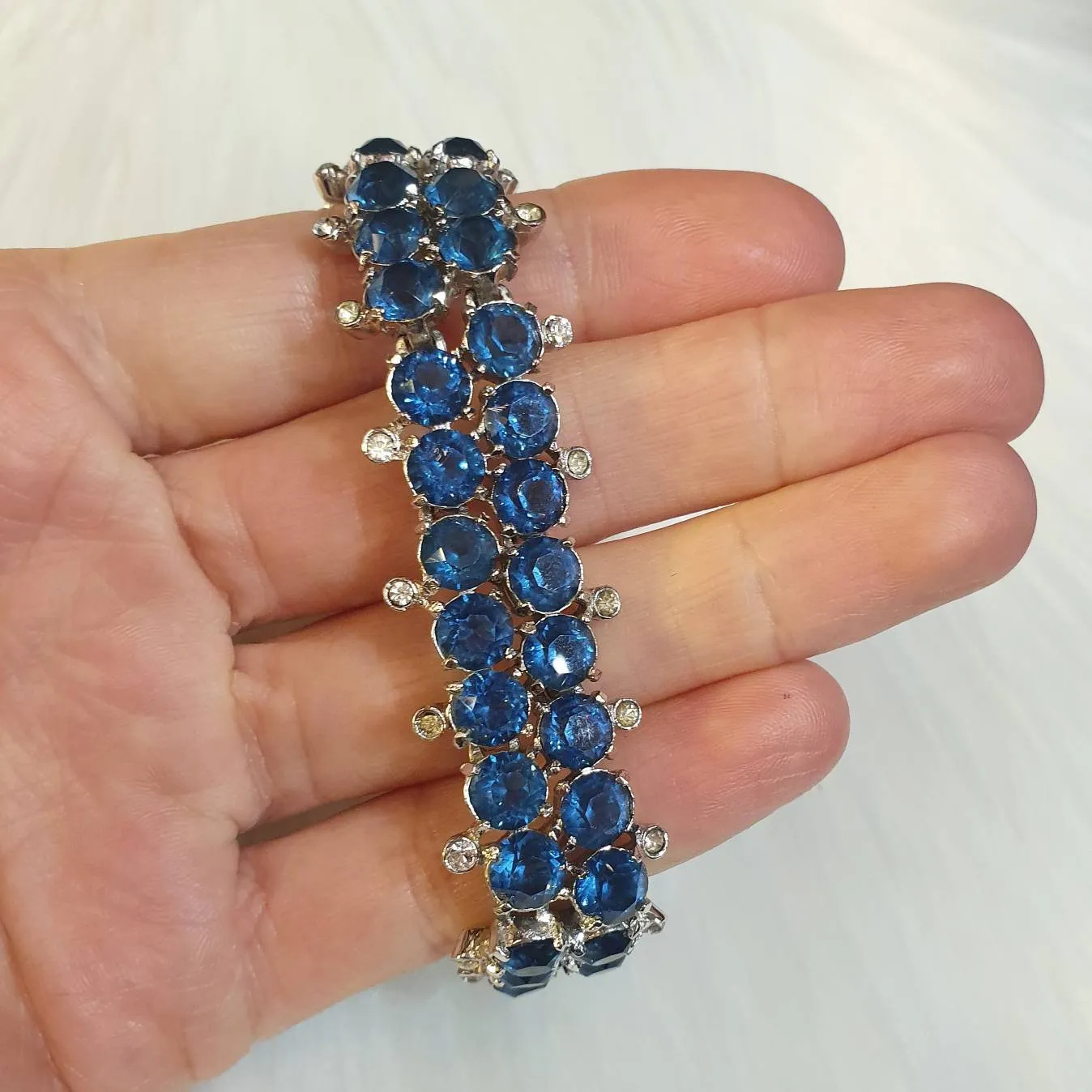 Mitchel Maer for Christian Dior Vintage Bracelet Sapphire Blue Crystal Silver