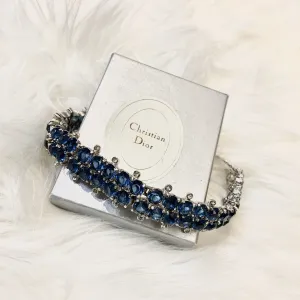Mitchel Maer for Christian Dior Vintage Bracelet Sapphire Blue Crystal Silver