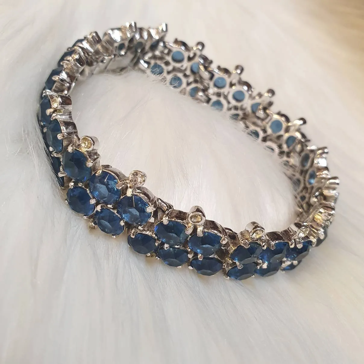Mitchel Maer for Christian Dior Vintage Bracelet Sapphire Blue Crystal Silver