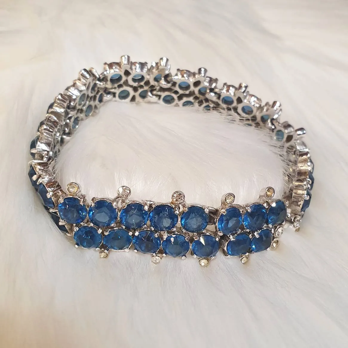 Mitchel Maer for Christian Dior Vintage Bracelet Sapphire Blue Crystal Silver