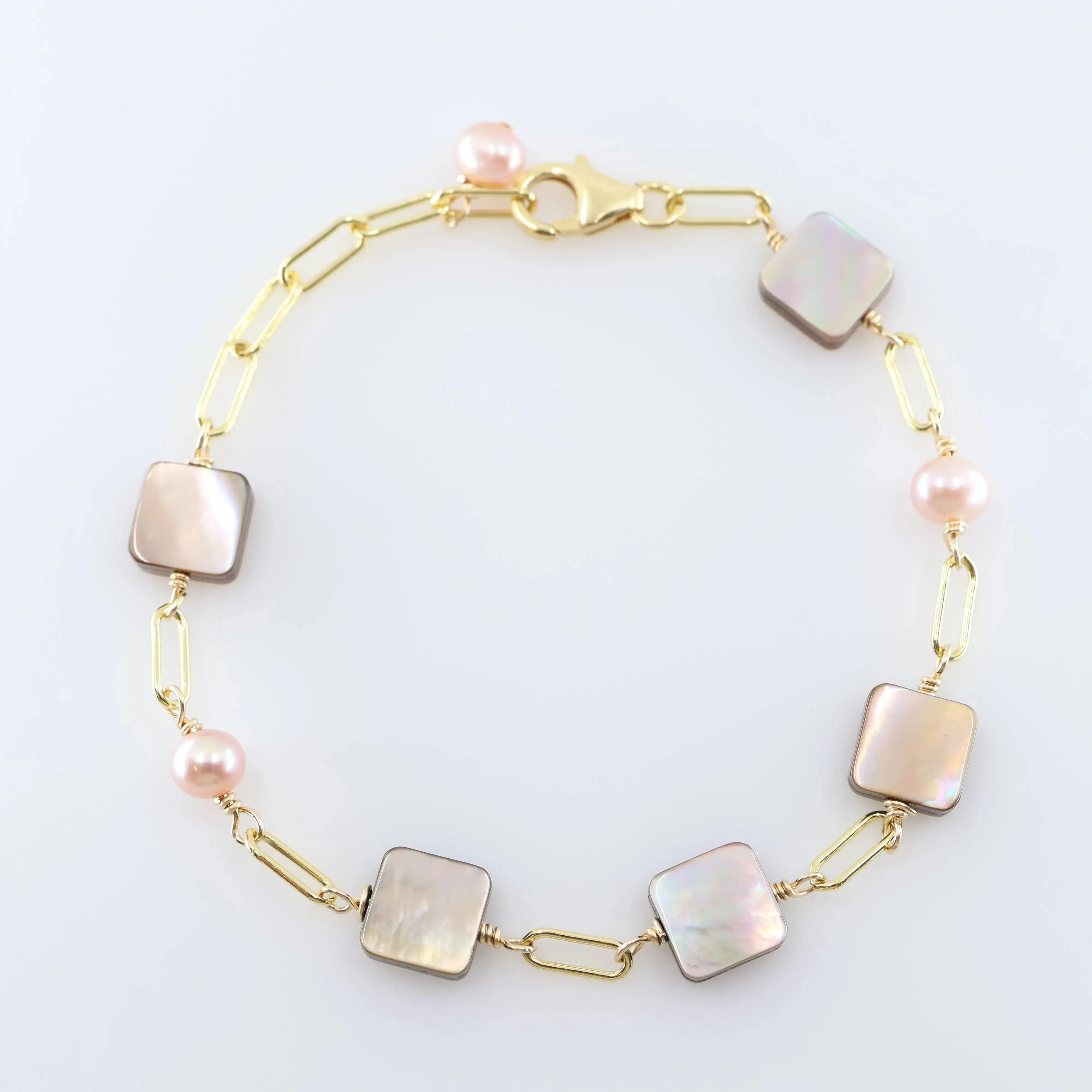 Mocha Abalone and  Pink Pearl Bracelet